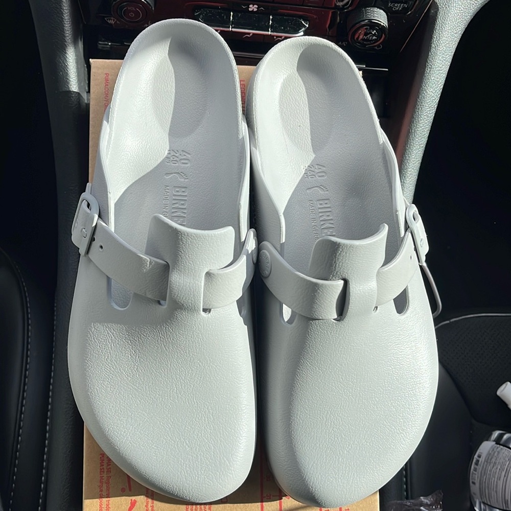 Birkenstock grey rubber mules size 40 women’s 9 men’s 7